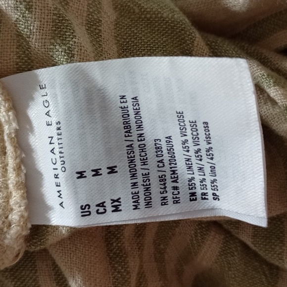 American Eagle Men's Linen Button down Long Sleeve Shirt size M - Picture 5 of 6